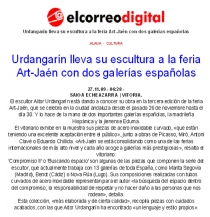 EL CORREO DIGITAL, 27-11-09. AITOR URDANGARIN PRÉSENTE SA SCULPTURE À LA FOIRE AVEC DEUX GALERIES...